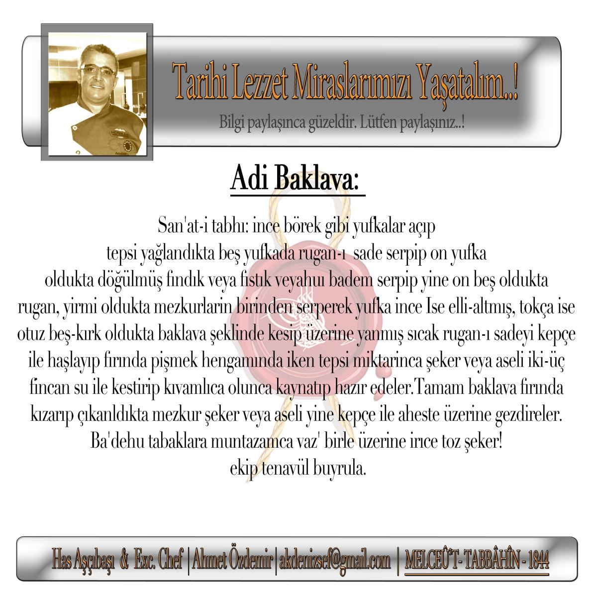 MELCEÜ'T-TABBAHIN' DEN ÖRNEK TARIFLER